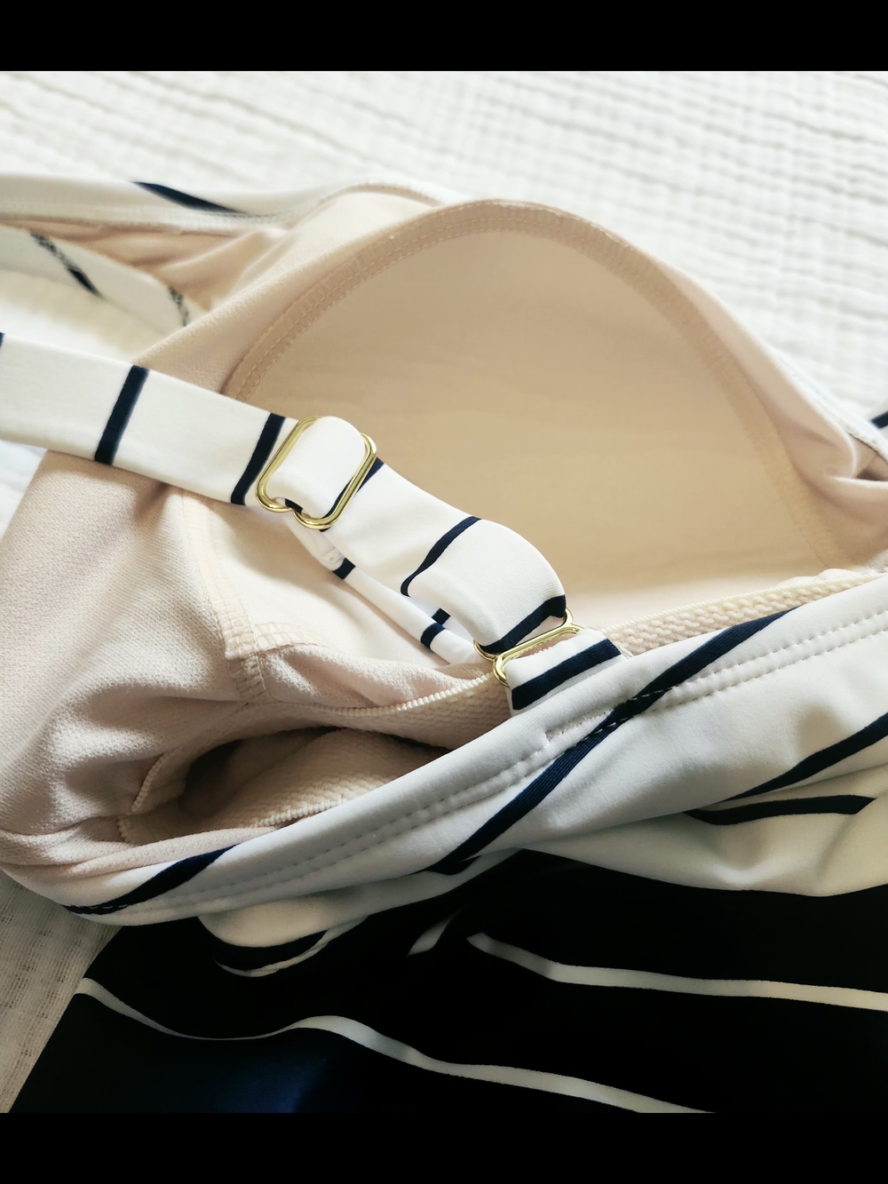 Kona Sol Navy and White Striped One-Piece Swimsuit - Picture 6 of 10